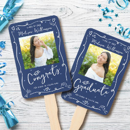 Abanico Blue Hand Drawn Doodle Style Graduation 2 Photo