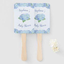 Abanico Blue Hydrangea Baby Shower Personalizado