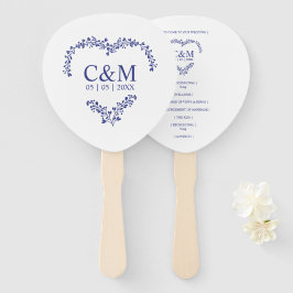 Abanico Blue Marine Branches Heart with Initials