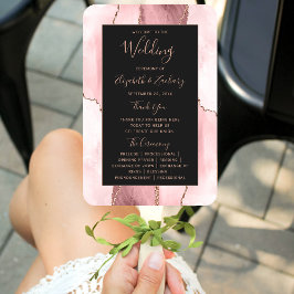 Abanico Blush Pink Rose Gold Agate Dark Wedding Program
