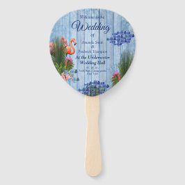 Abanico Bocinas de agua azul, flamencos rosados y peces