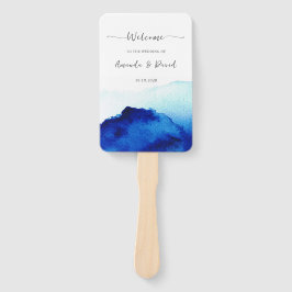 Abanico Boda azul índigo de escritura moderna