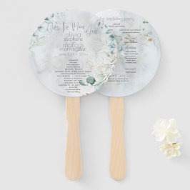 Abanico Boda | Azul polvoriento sobre la luna enamorada