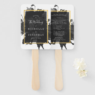 Abanico Boda Black Gold Rose Bouquet