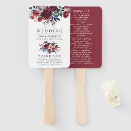 Abanico Boda Boho Chic Otoño Burgundy y Azul Marino