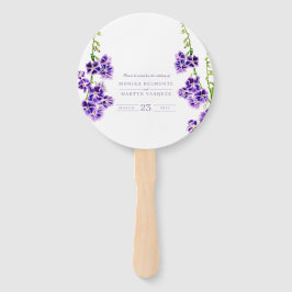 Abanico Boda botánico de la flor del cielo de color morado