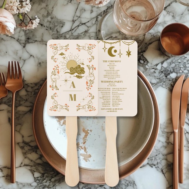 Abanico Boda botánico místico vintage Gold (Subido por el creador)