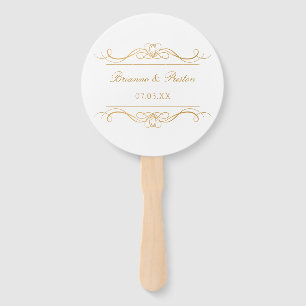 Abanico Boda caprichosa de oro elegante moderna personaliz