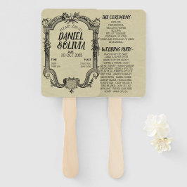 Abanico Boda clásico de cosecha negra verde