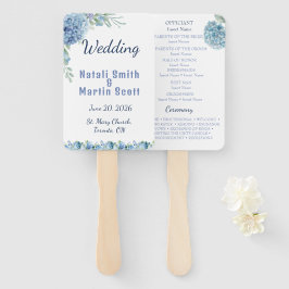 Abanico Boda con Acuarela Romántica de Hortensia Azul Polv