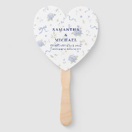 Abanico Boda con flores azules marino con patrón floral