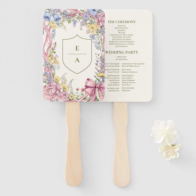 Abanico Boda con marco floral vintage (Anverso y reverso)