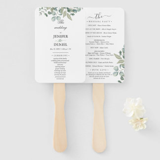 Abanico Boda con vegetación de eucalipto