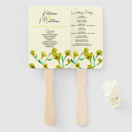 Abanico Boda de acuarela floral amarillo