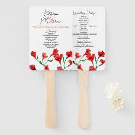 Abanico Boda de acuarela floral roja