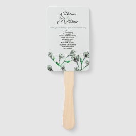 Abanico Boda de acuarela floral verde sage