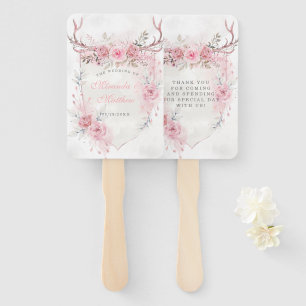 Abanico Boda de Antlers de venado de Rubor Pink Sage Peony
