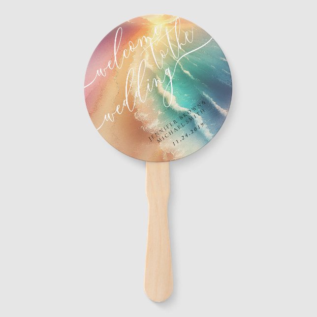 Abanico Boda de bienvenida Fiesta del Día del Océano Verde (Anverso)