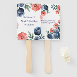 Abanico Boda de color azul y coral