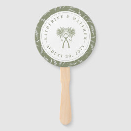 Abanico Boda de destino tropical de palmeras nubladas