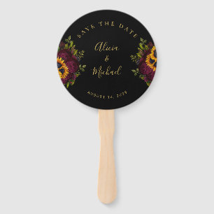 Abanico Boda de escritura floral elegante y rústica fecha 