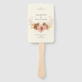 Abanico boda de escudo de rosas rosas rosas blandas de cha