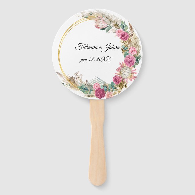 Abanico Boda de Eucalyptus Floral (Anverso)