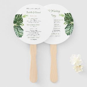 Abanico Boda de hojas tropicales verdes elegantes de Monst