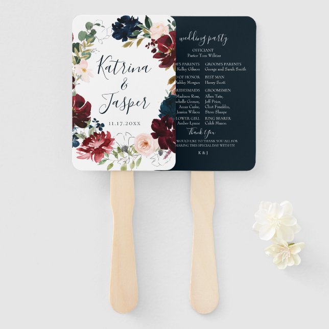 Abanico Boda de la guerra floral de la Marina de Borgoña (Anverso y reverso)