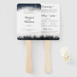 Abanico Boda de la naturaleza del bosque de abeto de niebl