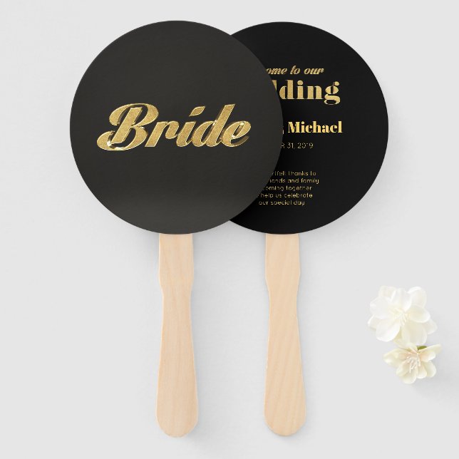 Abanico Boda de la novia dorada (Anverso y reverso)