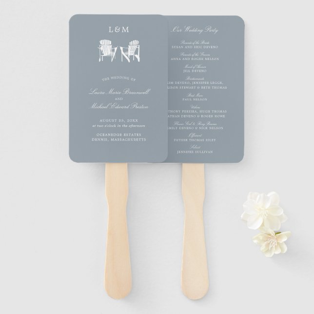 Abanico Boda de las sillas Adirondack Gris claro (Anverso y reverso)