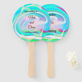 Abanico Boda de líquido acrílico pintado a mano y colorido