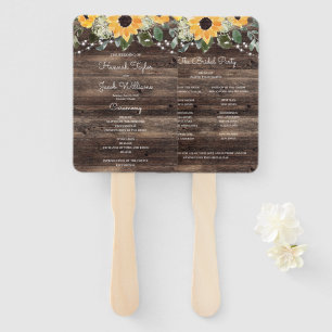 Abanico Boda de madera de Eucalyptus Rústico Sunflower