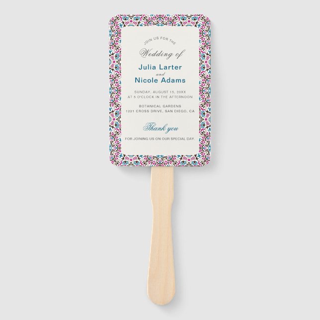 Abanico Boda de Mandala geométrica de Entradas marroquí (Anverso)