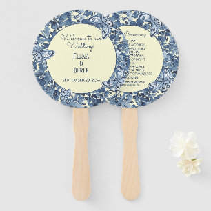 Abanico Boda de mariposa floral azul de color amarillo Lt