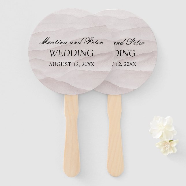 Abanico Boda de mármol rosa con polvo abstracto (Anverso y reverso)