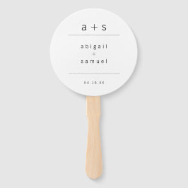 Abanico Boda de monograma minimalista blanco y negro