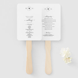 Abanico Boda de monograma minimalista de flor silvestre di