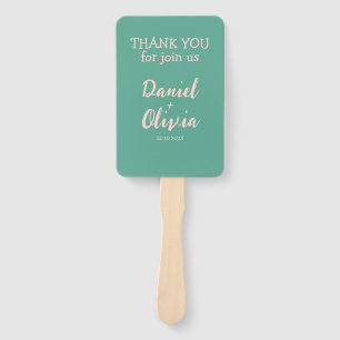 Abanico Boda de onda rosa y verde