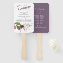 Abanico Boda de Otoño con Hojas de Acuarela Moradas