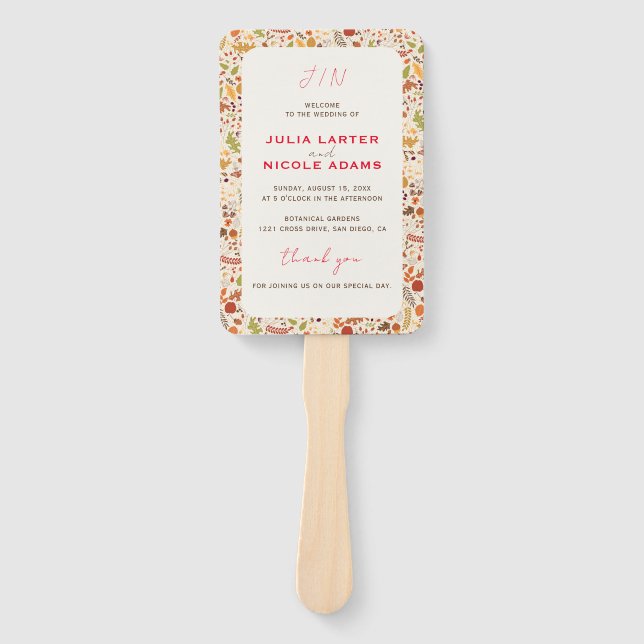 Abanico Boda de otoño de flores rusticas secas y bohemias  (Anverso)