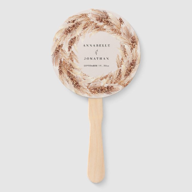 Abanico Boda de pasto bohemio-natural pampas moderno (Anverso)