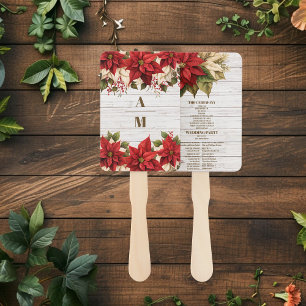 Abanico Boda de Poinsettia Rustic White Wood