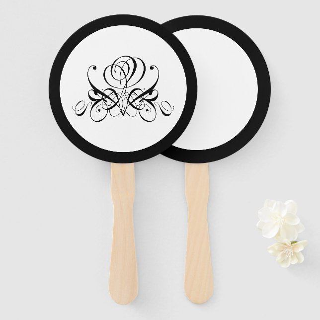 Abanico Boda de Rosa negro caligrafía (Anverso y reverso)
