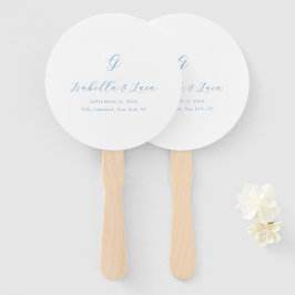 Abanico Boda elegante de estilo costero en azul y blanco
