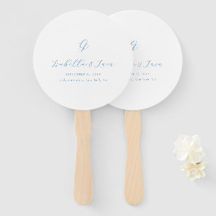 Abanico Boda elegante de estilo costero en azul y blanco