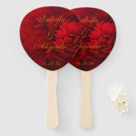 Abanico Boda elegante Moody Burgundy Red Floral