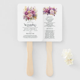 Abanico Boda floral de color malva y dorado