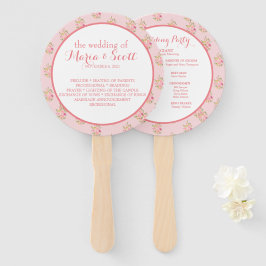 Abanico Boda floral de coral rosa Detalles del ventilador